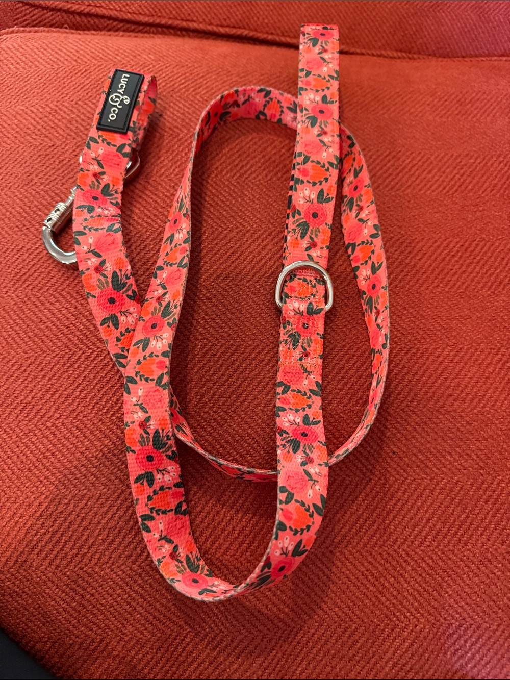 Red Floral Dog Leash